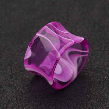 Detail View 1 of A Pair of Marble Swirl Acrylic Double Flared Ear Gauge Tunnel Plug-Purple